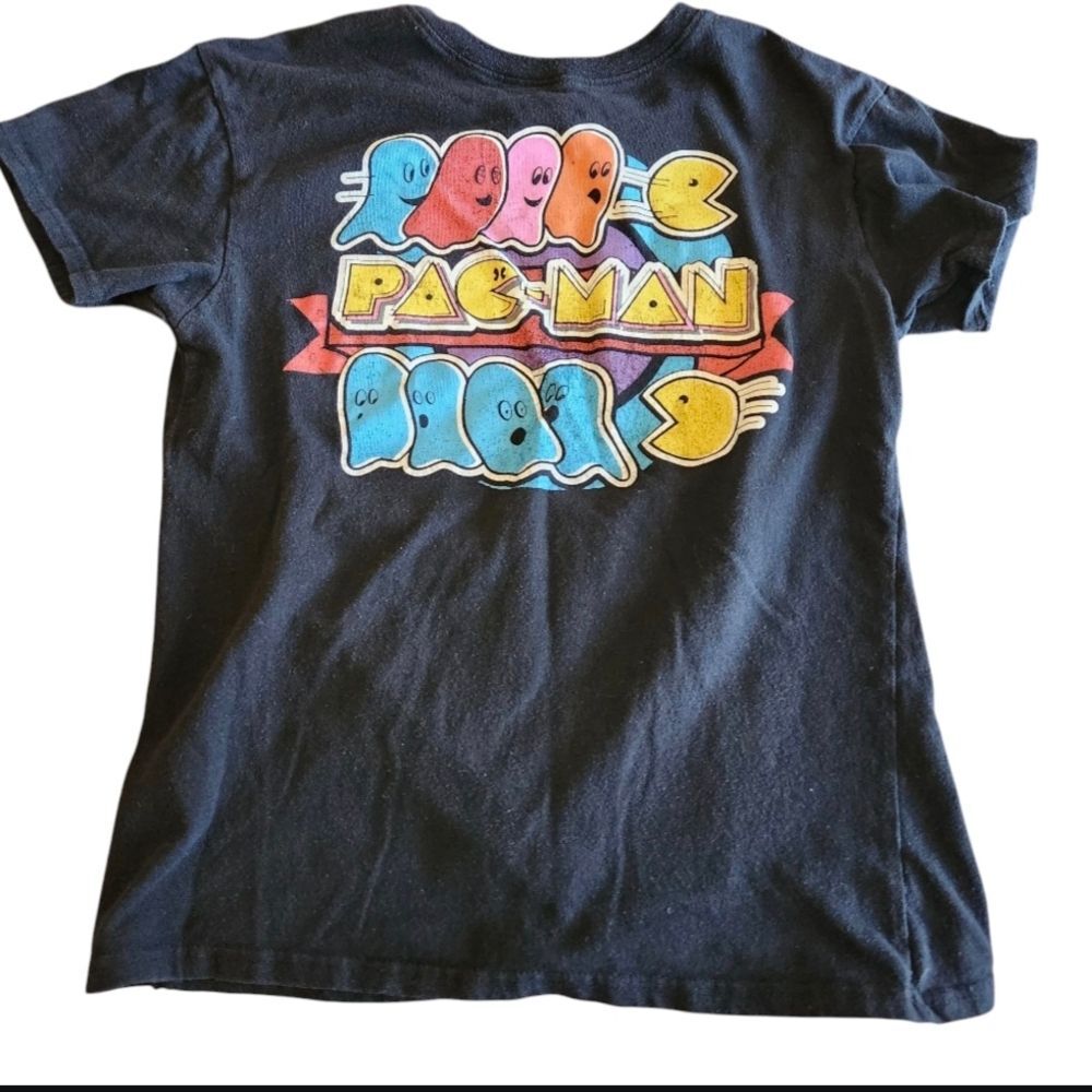 PAC MAN NAMCO Graphic Black Blue Red Yellow Short Sleeve Tee SZ Medium
